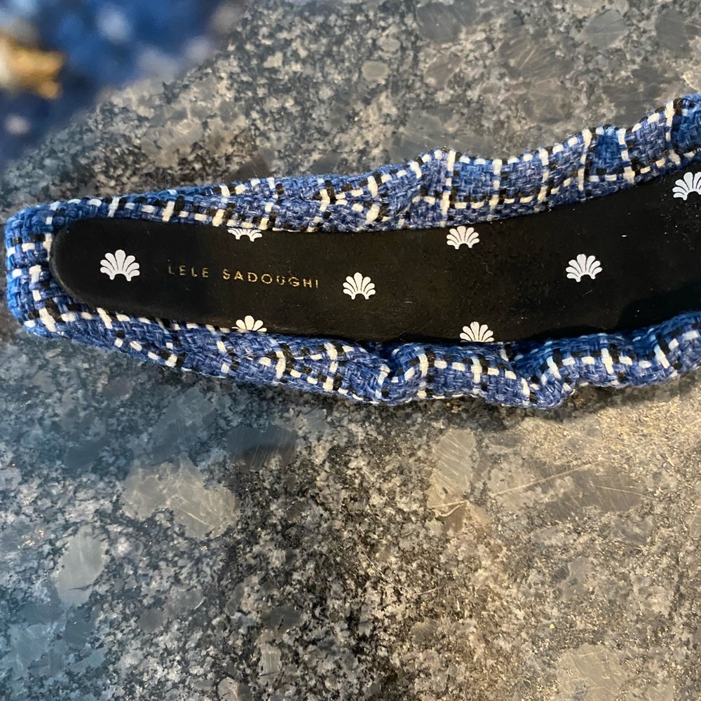 Lele Sadoughi Blue and Gold Western Tweed Headband - Picture 6 of 6